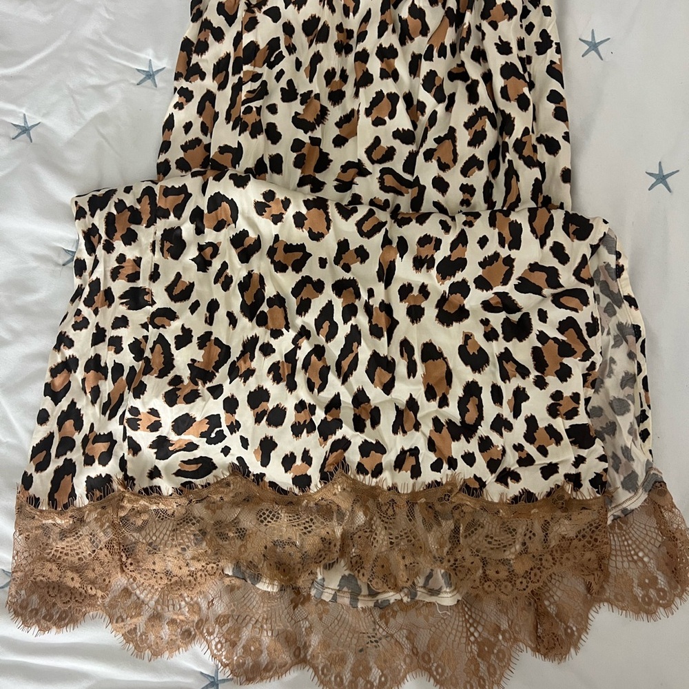 Aerie Leopard Print Chemise with Lace Trim